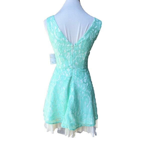 A. drea Illusion Inset Fit & Flare Lace Dress Size S Color Mint - Picture 10 of 16